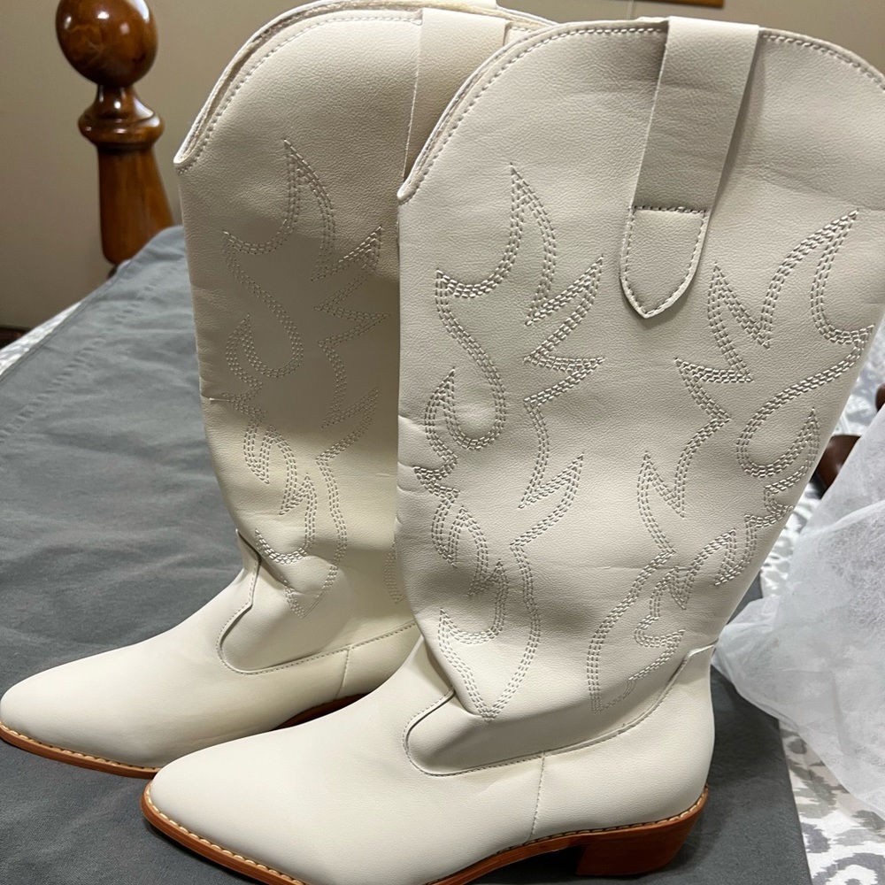 Brand new white, cowboy boots